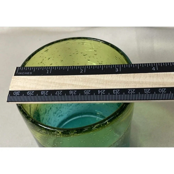 Pier 1 One‎ Circa Blue Green Bubble Glass Tumbler Highball Vase Boho 4.5 Inch - Picture 6 of 6